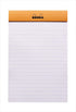 Rhodia Head Stapled Pad, No14 A6+ Lined - Orange, 4 3/8" x 6 3/8" (14600C)