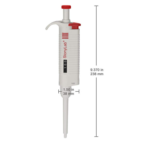 Stonylab Single Channel Pipettor Controller, Adjustable Variable Volume Micropipette with Autoclavable Tip Cone for