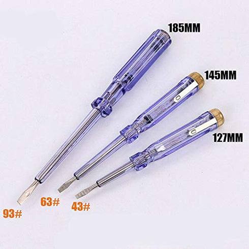 Mains Tester, 3PCS AC 100-500V Electric Tester Pen Electrical Circuit Tester Light Voltage Detector Screwdriver Electric Pen