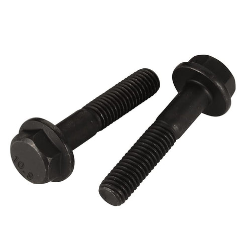 M6 x 35mm Flanged Hex Head Bolts, Alloy Steel 10.9 Class, Black Oxide Finish, Partially Threaded, 20 PCS