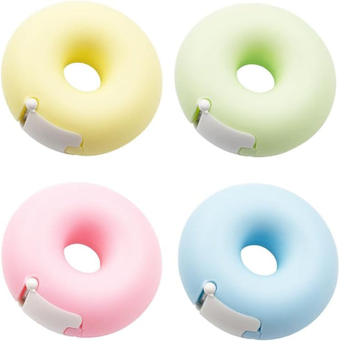Tape Dispenser Mini Tape Cutter, Donut Shape Tape Cutter Box Case, Tapes Included for Home, School, Office Use