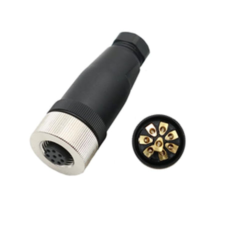 2Pcs M12 8 Pin Female Circular Connector, A Code IP67 Waterproof Field Assembly Wireable Sensor Straight Type Adapter