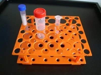 50-Holes Centrifuge Tube Rack, Detachable Lab Test Tube Holder for 10ml/15ml/50ml (2 Racks, Orange)