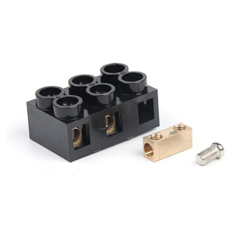 2pcs 500V 60A 3 Position Dual Row Screw Terminal Block, Black Electrical Barrier Terminal Strip for Power Distribution