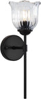 Ioptang Black Wall Sconces 1-Light, Modern Wall Sconce with Clear Glass Flower Shade,