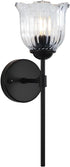 Ioptang Black Wall Sconces 1-Light, Modern Wall Sconce with Clear Glass Flower Shade,