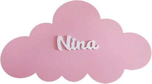 BugyBagy Personalized Cloud Wall Lamp Hand-Painted Wooden Night Light with Custom Name Nursery Wall Decor for Baby
