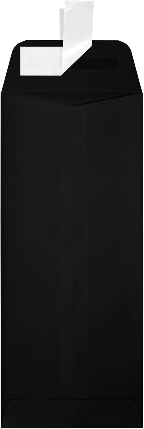 LUXPaper #10 Policy Business Envelopes, 4 1/8" x 9 1/2", Midnight Black, 80lb. Text, 50 Qty, Peel & Press