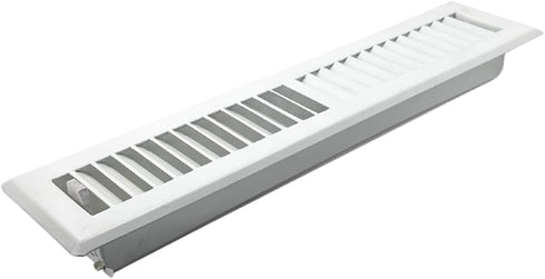 Precision Flow 2"x 10" Steel Floor Register, 2 Way Louvered Design in Glacier White Finish for Home Vent Covers