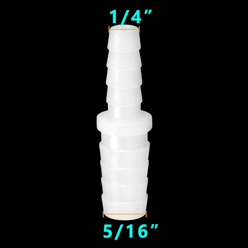 Feelers Plastic Hose Barb Reducer, 5/16" to 1/4" Barb Hose ID, Reducing Fitting for Coffee Maker & Aquarium