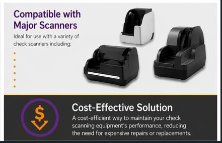 UBICON 4" 8" (25) Check Scanner Cleaning Card - Enhanced Length and Width for Effective Cleaning, Compatible with Major