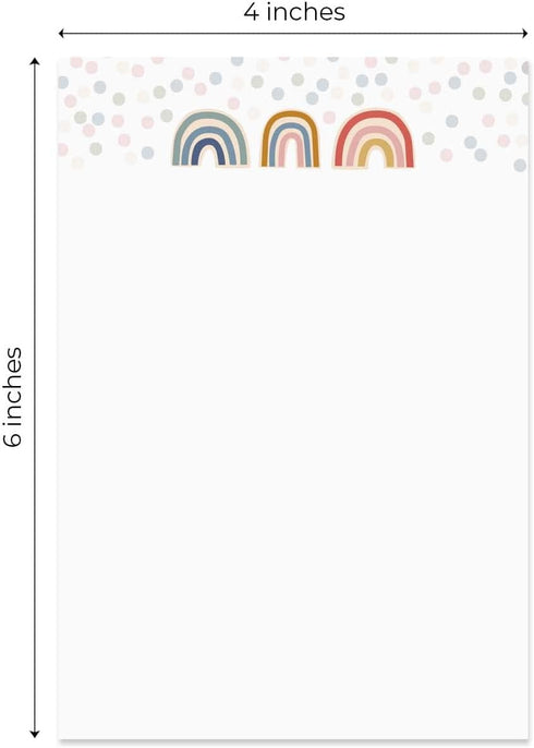 Modern Rainbow Sticky Note Pads - 4" x 6" Repositionable Trendy Boho Rainbow Sticky Notes, 50 Sheets Each, Set of 5