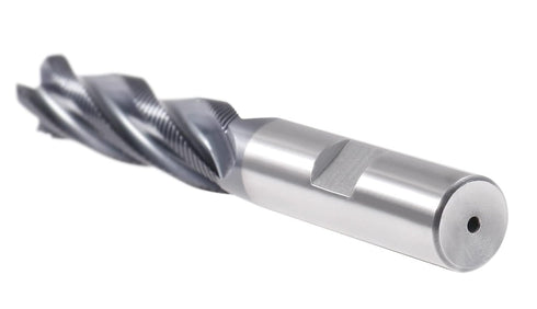 Accusize Industrial Tools 1/2'' Fine Tooth M42 8% Cobalt Tialn Roughing End Mill, 1/2'' Shk Dia, 2'' Flute Length