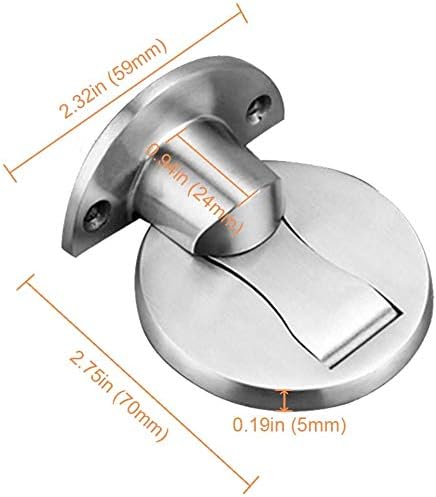 Magnetic Door Stop - Brushed Satin Nickel Floor Metal Magnetic Door Catch - Heavy Duty Silver Doorstop