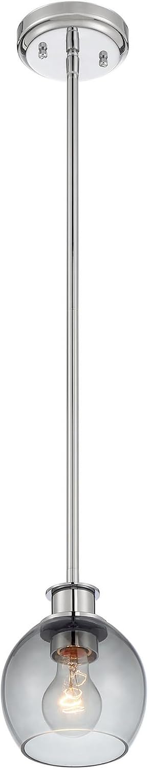 Minka Lavery 17052 1-Light Chrome Mini Pendant with Smoked Glass