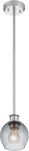 Minka Lavery 17052 1-Light Chrome Mini Pendant with Smoked Glass