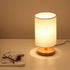 Senmubery Round Bedside Table Lamp Nightstand Lamp with Fabric Shade and Solid Wood for Bedroom, Living Room Modern