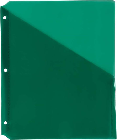 JAM PAPER Plastic Binder Dividers with Pocket - 11 3/16 x 9 1/4 - Green - 6/Pack