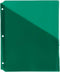 JAM PAPER Plastic Binder Dividers with Pocket - 11 3/16 x 9 1/4 - Green - 6/Pack