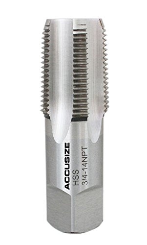Accusize Industrial Tools 3/4'' to 14 H.S.S. Taper Pipe Tap-Npt, 3-1/4'' Oal, 1-3/8'' Thread Length, American Standard