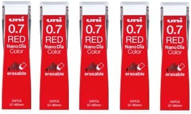Uni NanoDia Color Mechanical Pencil Leads 0.7mm Red, 5 Pack/total 100 Leads Value Set by Uni-Ball