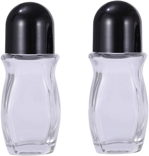 2 Pcs 50ml 1.69oz Clear Roller Bottle, Empty Glass Body with Plastic Roller