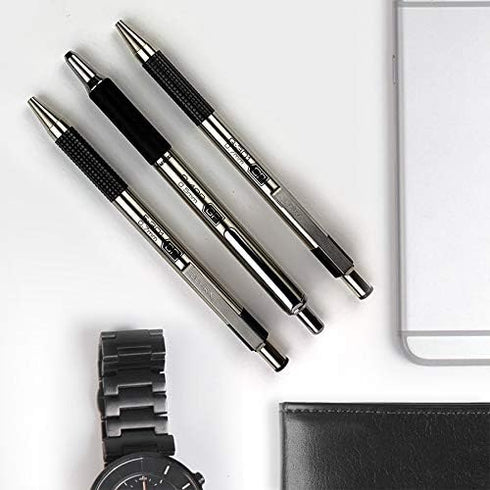 Zebra Pen G-301 Retractable Gel Ink Pen, Stainless Steel Barrel, Medium Point, 0.7mm, Blue Ink, (Pack of 1, 12 Count