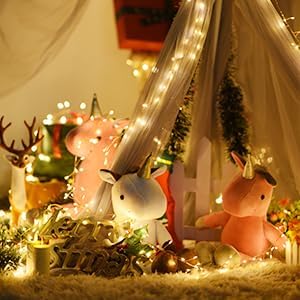 200 10Ft 8 Dailyart Fairy Lights Plug in, Led Twinkle String Light with Remote Modes Warm Cluster Lights with Timer