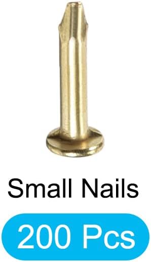 Small Nails (1.2x6mm) 200pcs, Carbon Steel Tiny Hardware Nails for Household Woodworking, Gold Tone