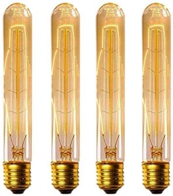 T9/T185 40W Bulbs E26 E27 Base(4 Pack)- Bulb Bulb CTKcom Vintage Edison Light Tubular Nostalgic Tungsten Filament