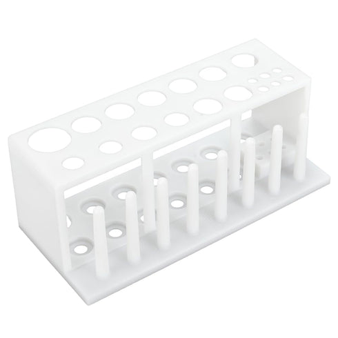 OLYCRAFT 19 Hole Plastic Test Tube Holder, 8~31mm Hole White Test Tube Rack with 8Pcs Drying Pins