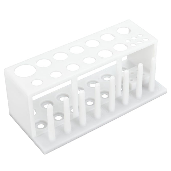 OLYCRAFT 19 Hole Plastic Test Tube Holder, 8~31mm Hole White Test Tube Rack with 8Pcs Drying Pins