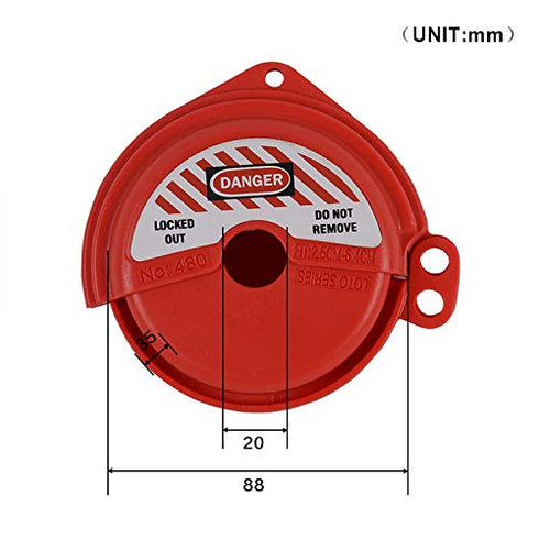 TF-480 Rotating Gate Valve Lockout, Red ABS Material, for 1''-3'' Valve Handle Diameters