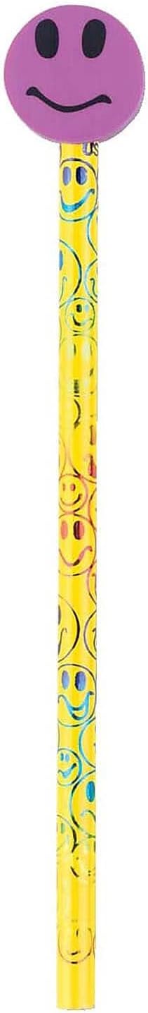 J.R. Moon Pencil with Eraser Topper, Smiley Face, Pack of 36