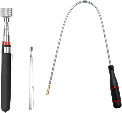 3 Pack Telescoping Magnet Pick-up Tool Set - Bendable Spring Magnetic Pickup Tools, Retrieving Tools