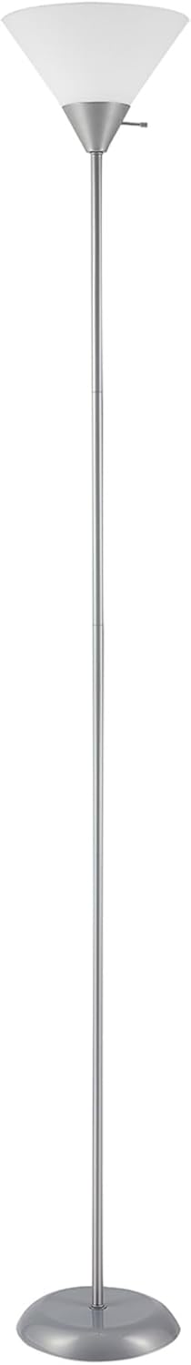 Globe Electric 677150 Elliott 72" Floor Lamp, Silver, White Plastic Shade, On/Off