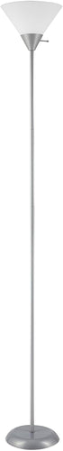 Globe Electric 677150 Elliott 72" Floor Lamp, Silver, White Plastic Shade, On/Off
