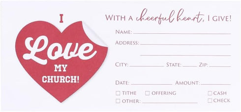 Church Offering Envelopes | Cash Envelopes for Tithes and Offering | 100 Pack | I LOVE MY CHURCH