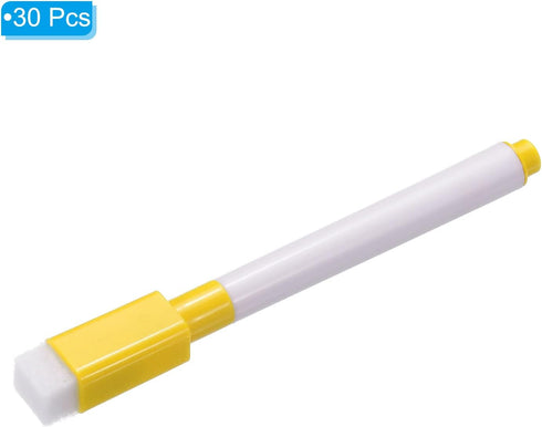 PATIKIL 30 Pack Dry Erase Marker Pens, Yellow Ink Fine Point Low Odor Whiteboard with Eraser Cap