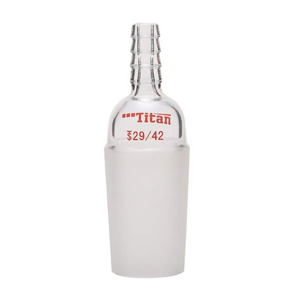 Glass Straight Inlet Adapter with 29/42 Joint & 10mm Hose Connection, 97mm Height for Lab Supplies
