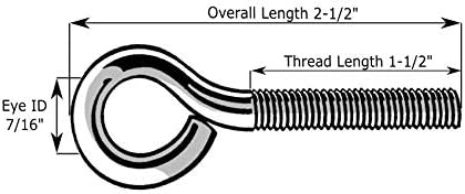014973454302 Eye Bolt Zinc, 3/16 x 2-1/2 Inch, 25-Piece