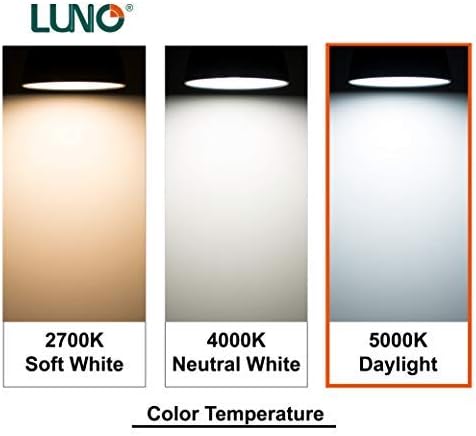 LUNO A19 Dimmable LED Bulb, 11W (75W Equivalent), 1100 Lumens, 5000K Daylight, Medium Base E26, UL & Energy Star, 4-Pack