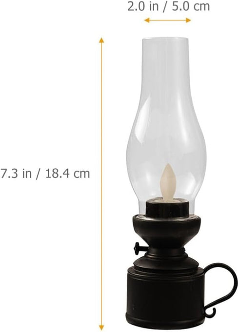 Zerodeko Kerosene Lamp, Vintage Flameless Table Lamp, LED Kerosene Lantern for Bedroom Living Room (Black)