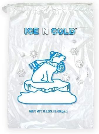 Ice Bags with Drawstring Closure, 8lb, 200ct/cs, 37 Mic Thickness for Portable Storage and Freezer