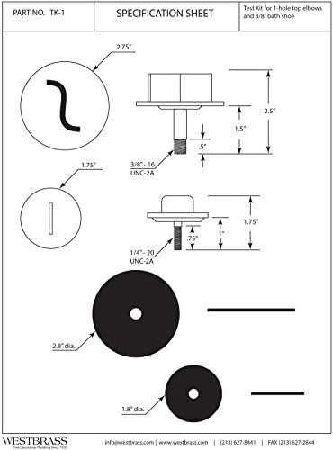 Westbrass TK-1 1-Hole Waste & Overflow Test Kit