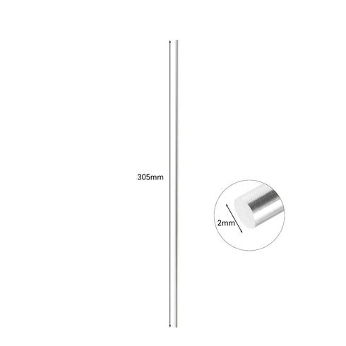 Eowpower 10 Pieces 2mm X 305mm Aluminum Round Rod 6061 T6511 Solid Extruded Rods 12" Long 2mm Diameter