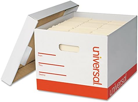 Universal 85700 Extra-Strength Storage Box w/Lid, Letter/Legal, 12 x 15 x 10, White, 12/Carton