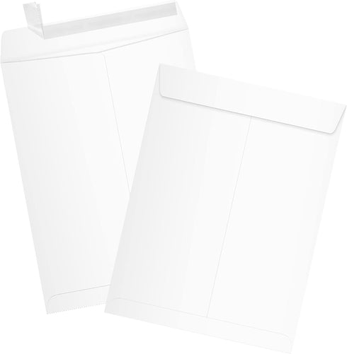 LUXPaper 9 x 12 Open End Envelopes, Peel & Press, White, 80lb. Text, 100% Recycled, 50 Qty