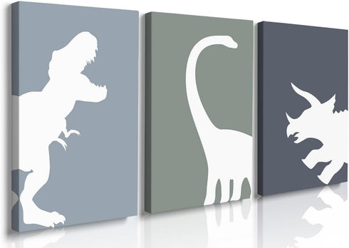 GUBIYU Dinosaur Wall Decor T-Rex Art Set of 3, Boys Room Aesthetic Posters,