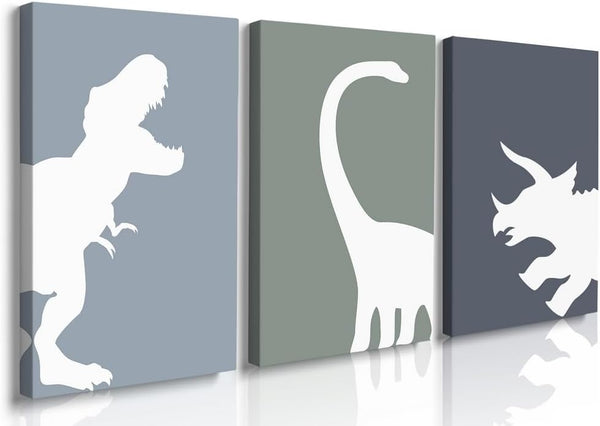 GUBIYU Dinosaur Wall Decor T-Rex Art Set of 3, Boys Room Aesthetic Posters,
